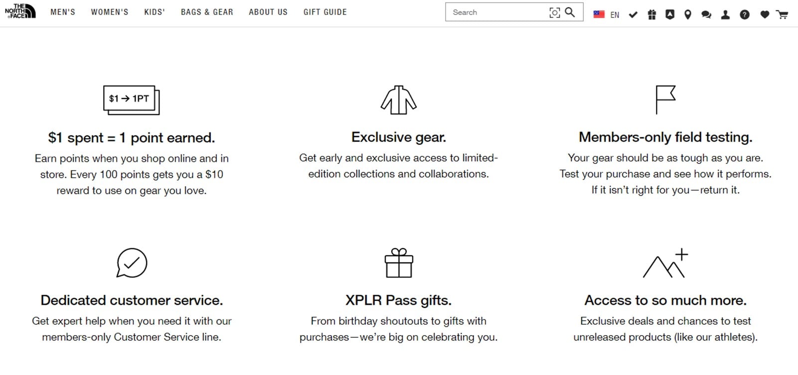 The North Face XPLR loyalty program benefits