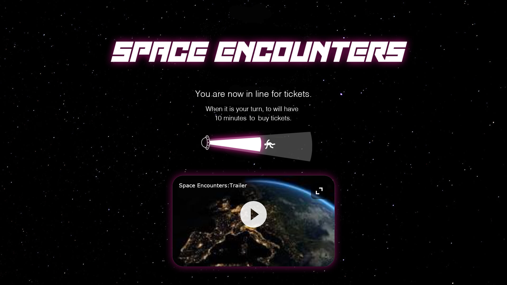 Movie tickets queue page example with embedded video