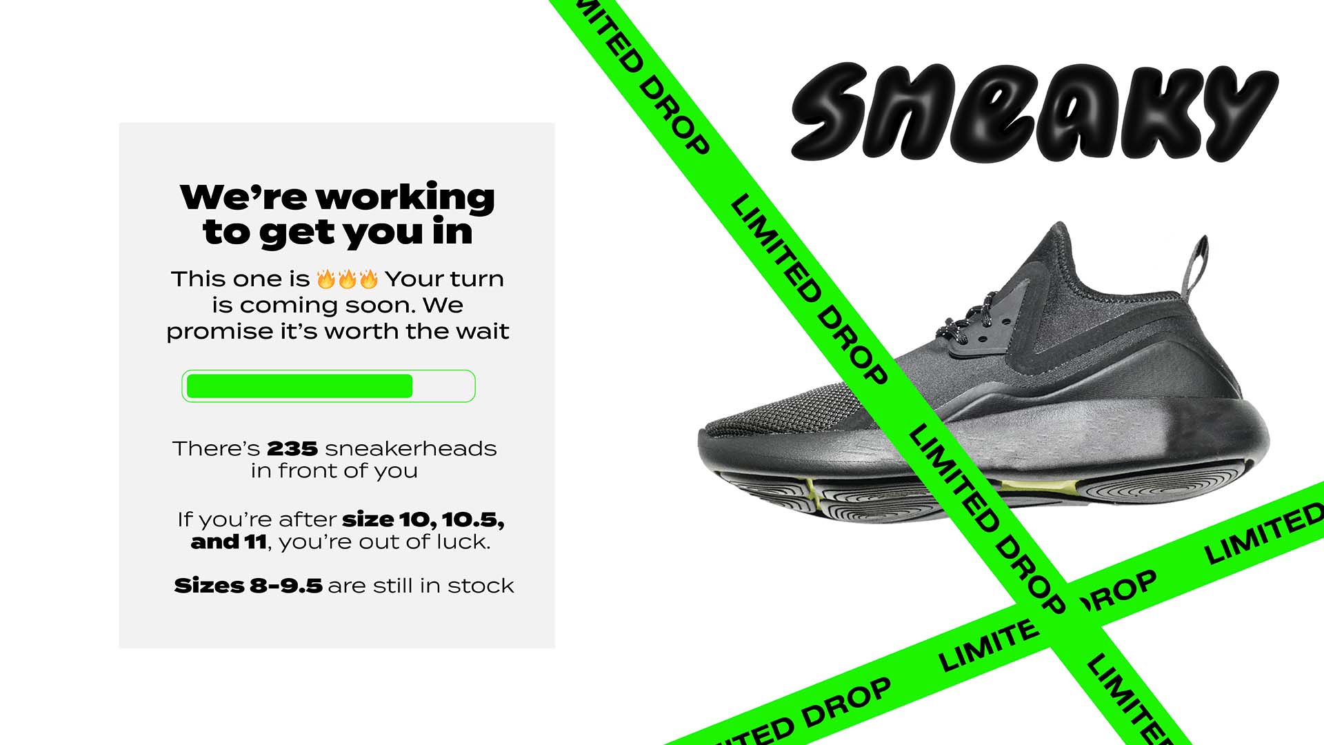 Sneaker release waiting room page