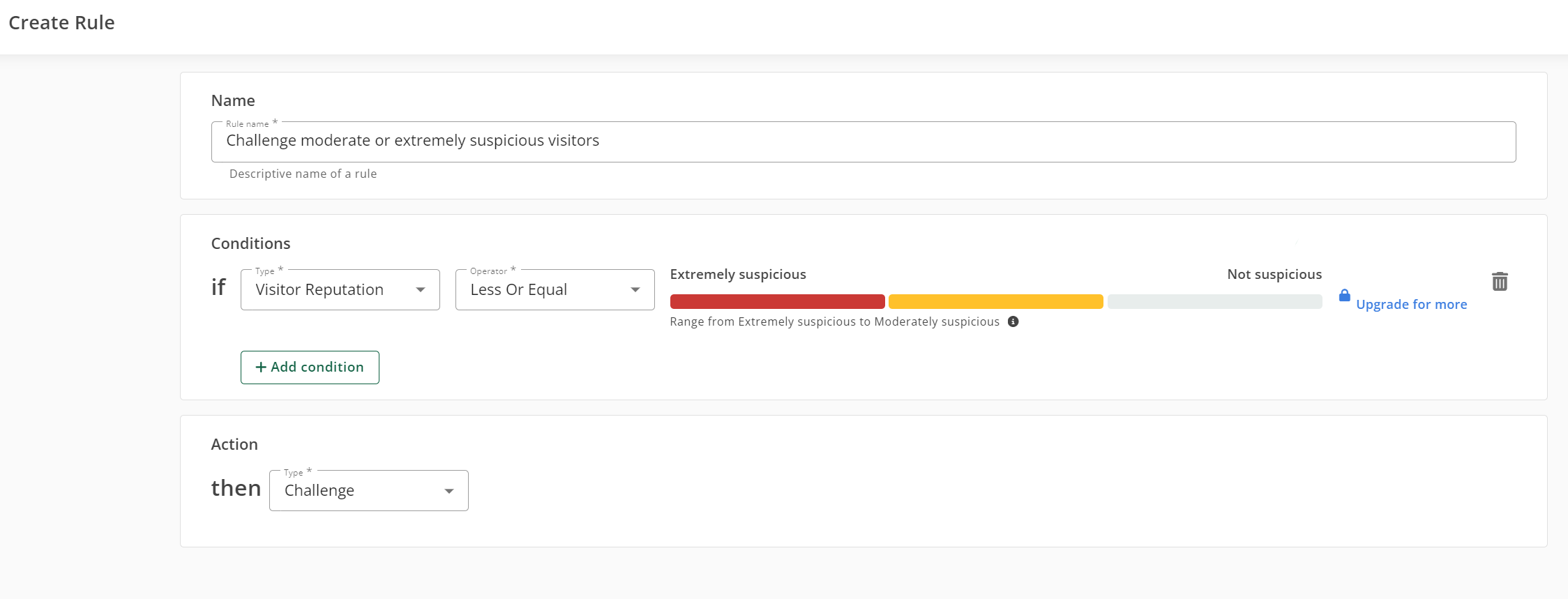 Screenshot of Queue-it visitor reputation basic setup