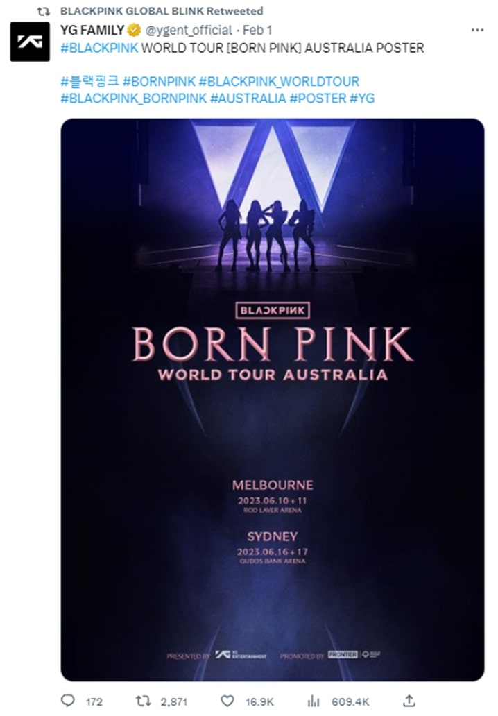 BlackPink Global Blink Twitter retweets tour poster