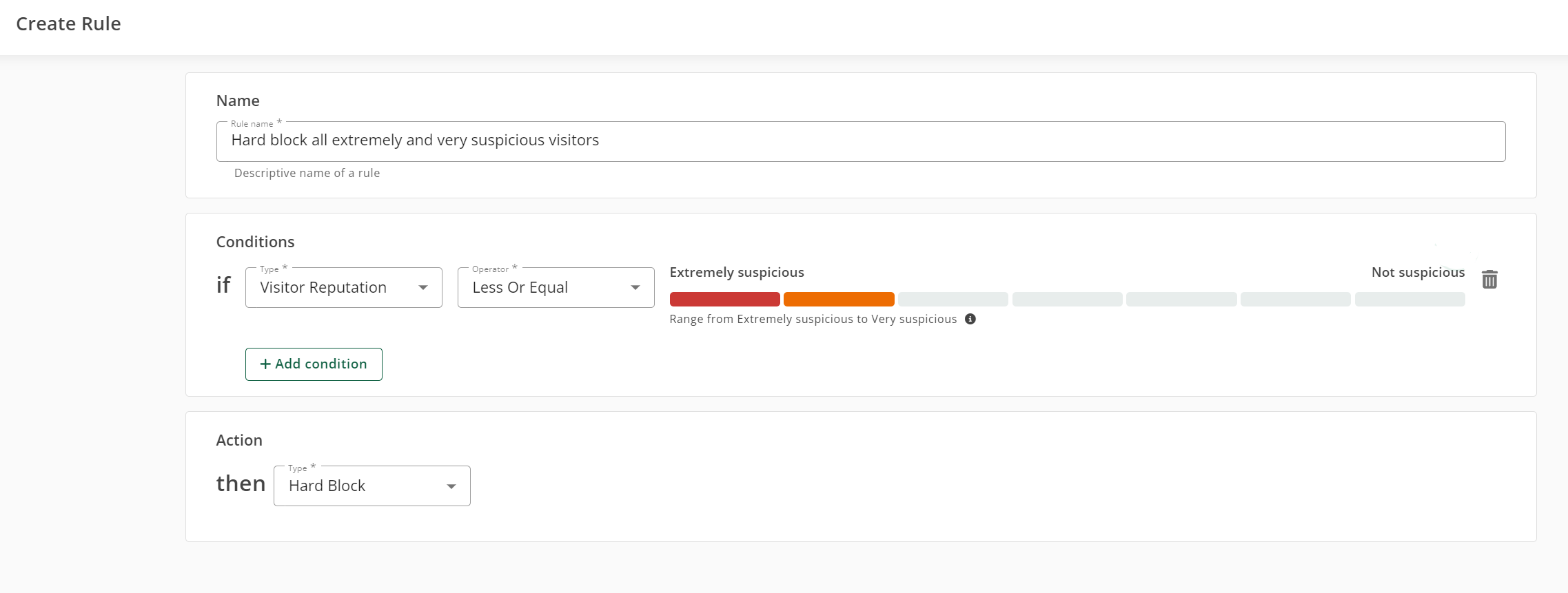 Screenshot of Queue-it visitor reputation premium setup