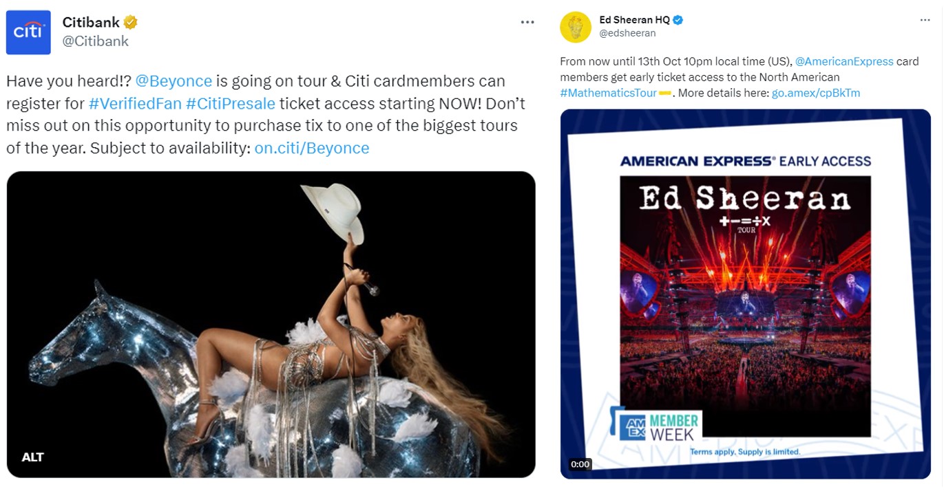 Tweets promoting ticket presales run through third parties